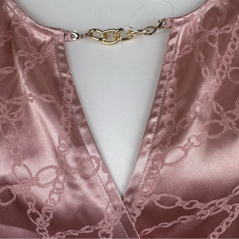 NWT INC International Concepts Pale Mauve Chain Satin Long Sleeve Blouse Top XL - Picture 4 of 10